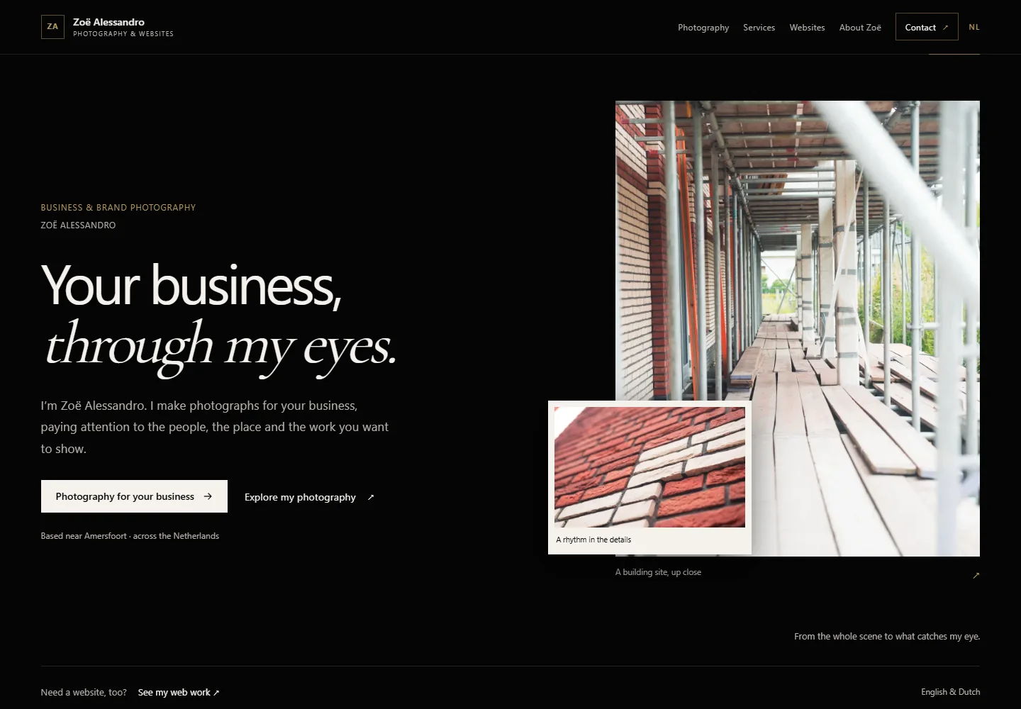The homepage of my own website; open the design case study.